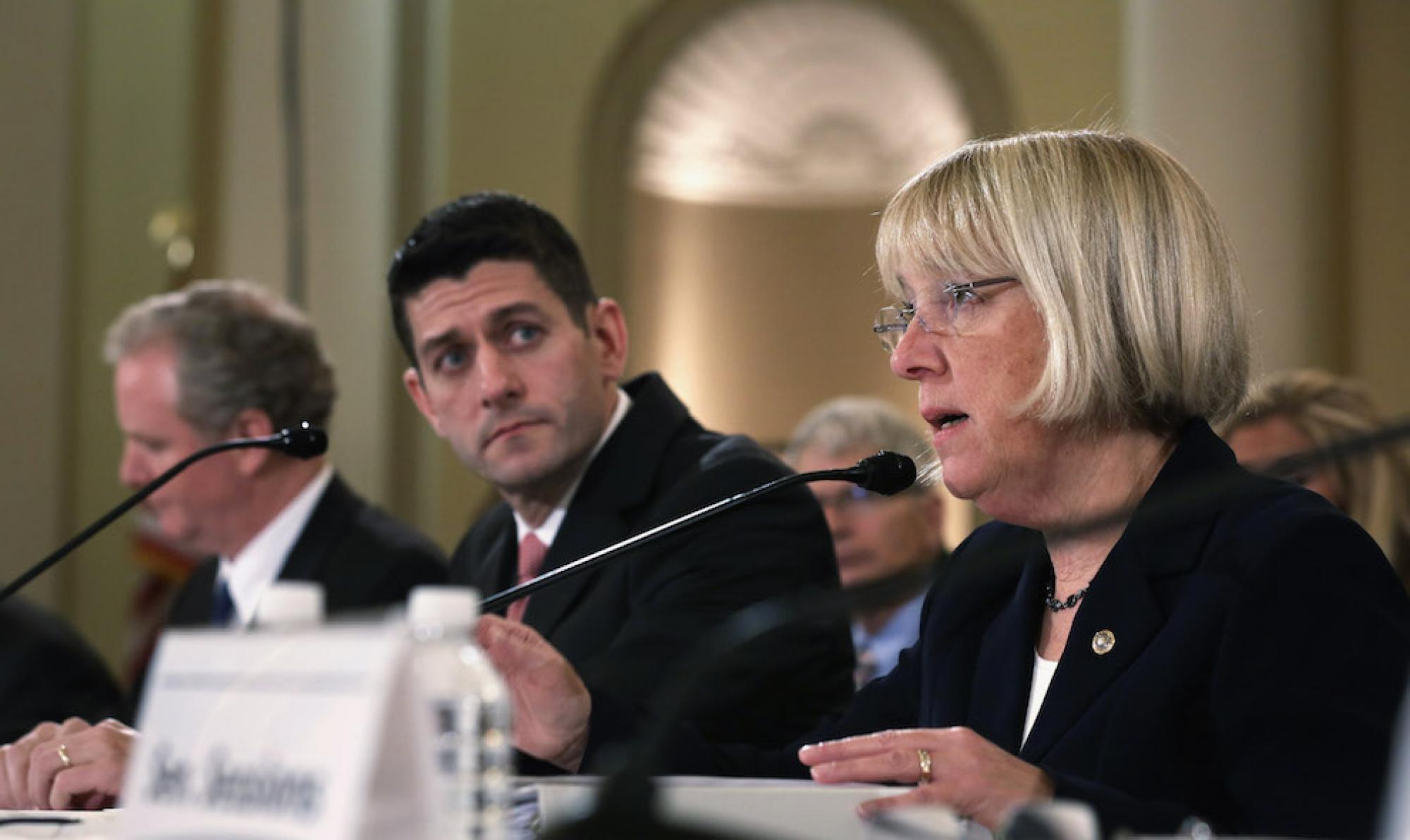 Representative Paul Ryan and Senator Patty Murray, co-sponsors of the Evidence-Based Policymaking Commission Act, November 13, 2013