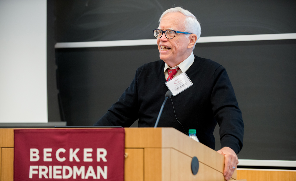 James Heckman Giving a speech