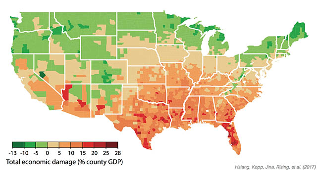 Total economic damage (% county GDP)