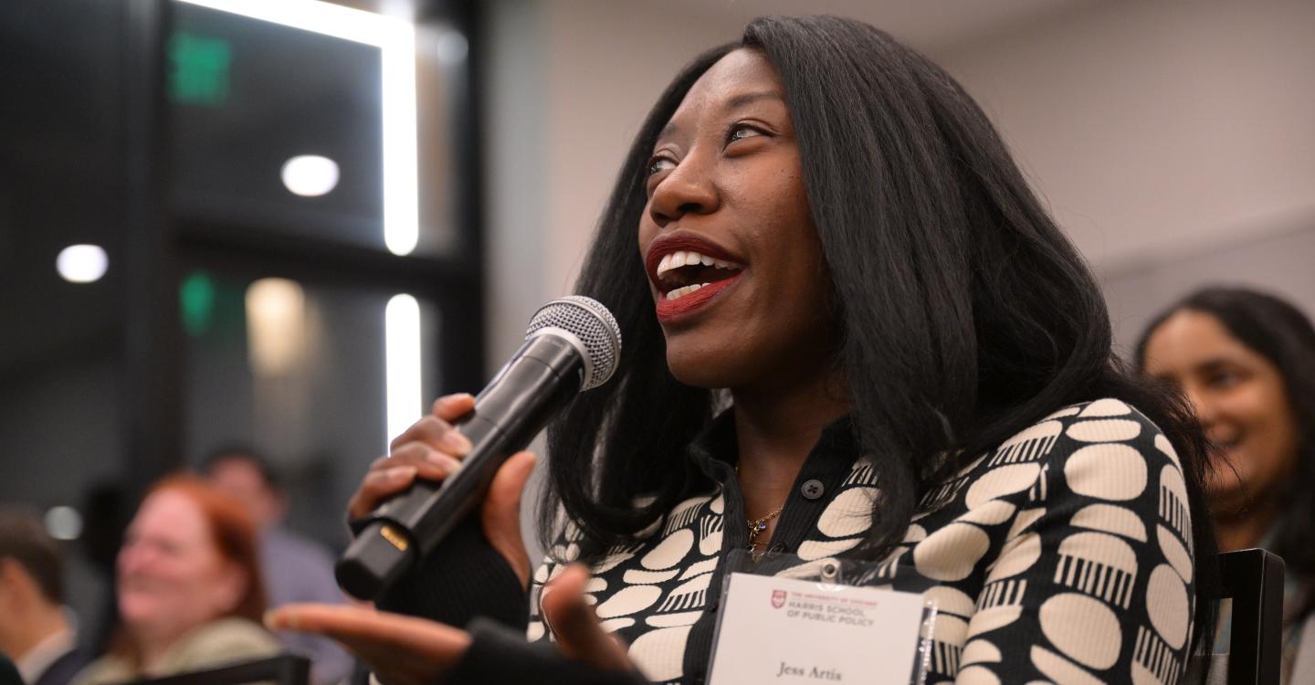 Attendee speaking with microphone