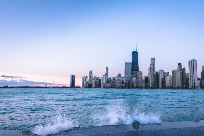 Chicago skyline over Lake Michigan