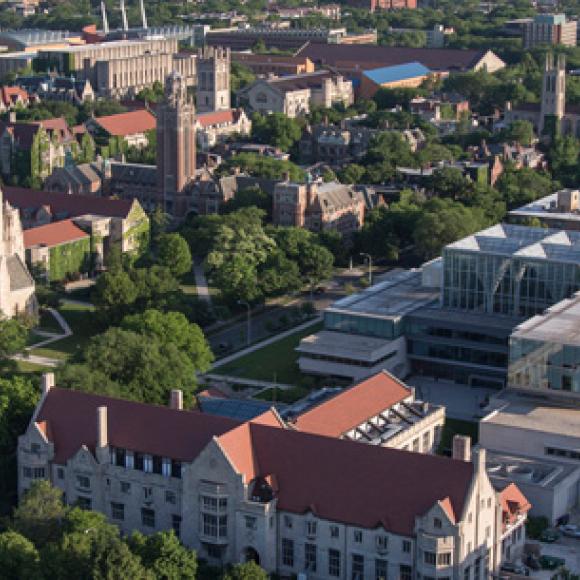 aerial view of uchicago campus