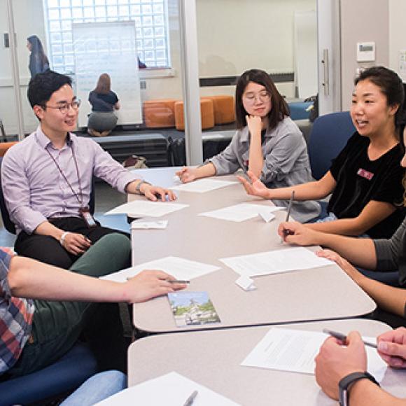 students work in a big group