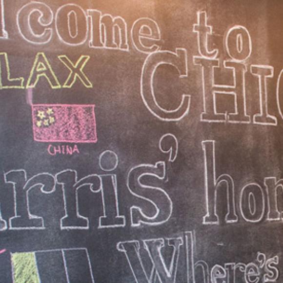 Chalkboard with country names